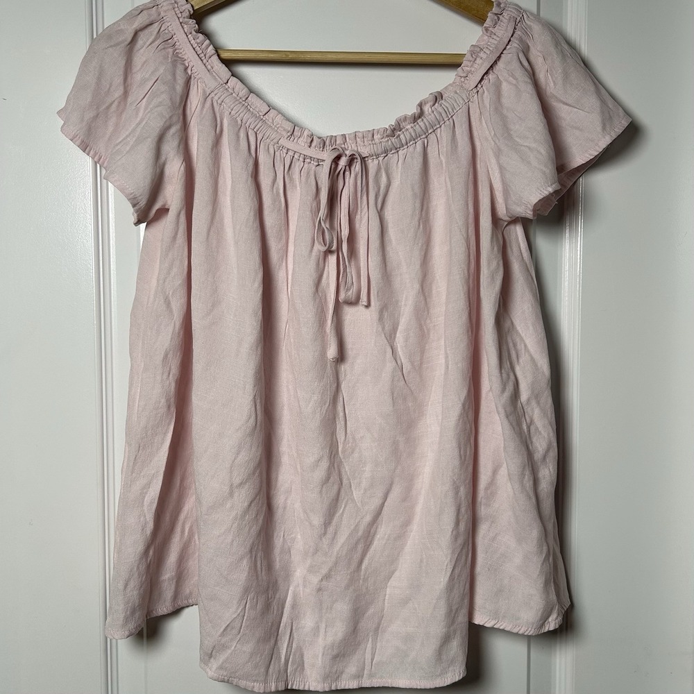 Lulu's Blush Pink Portrait Painter Flowy Off-the-Shoulder Top Coquette Style